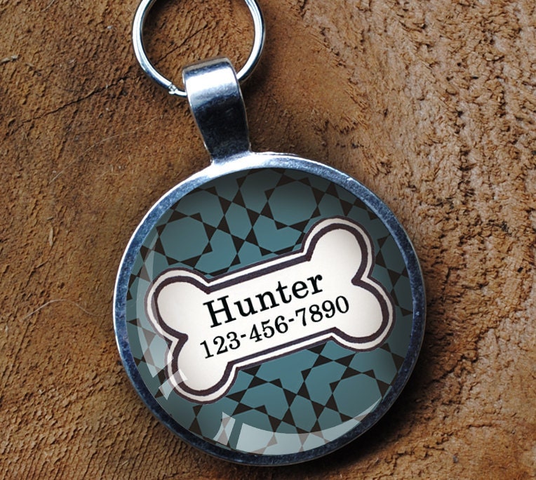 Smokey blue Pet iD Tag colorful round Dog Tag 35mm round -  by California Mutts