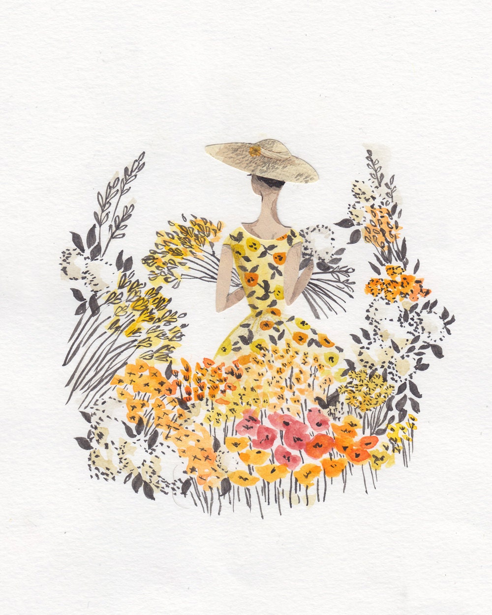 Yellow Flowers A4 Archival Art Print