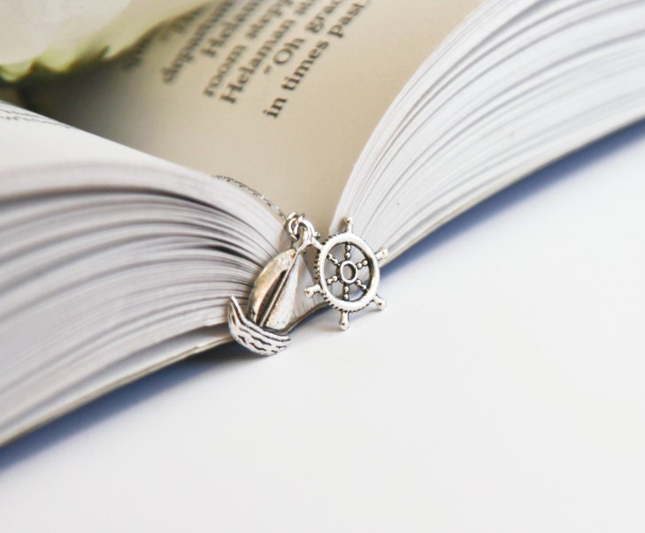 Sail Boat Necklace- Helm Steering Wheel- Ship Charm Necklace- 925 Sterling Silver Chain