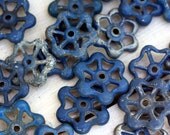 Set of Blue Vintage Salvage Water Valve Furniture Knobs