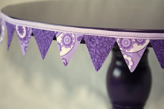 Cake Stand Bunting in Plum Purple and Lavender - 3 foot length for cake stand or decoration
