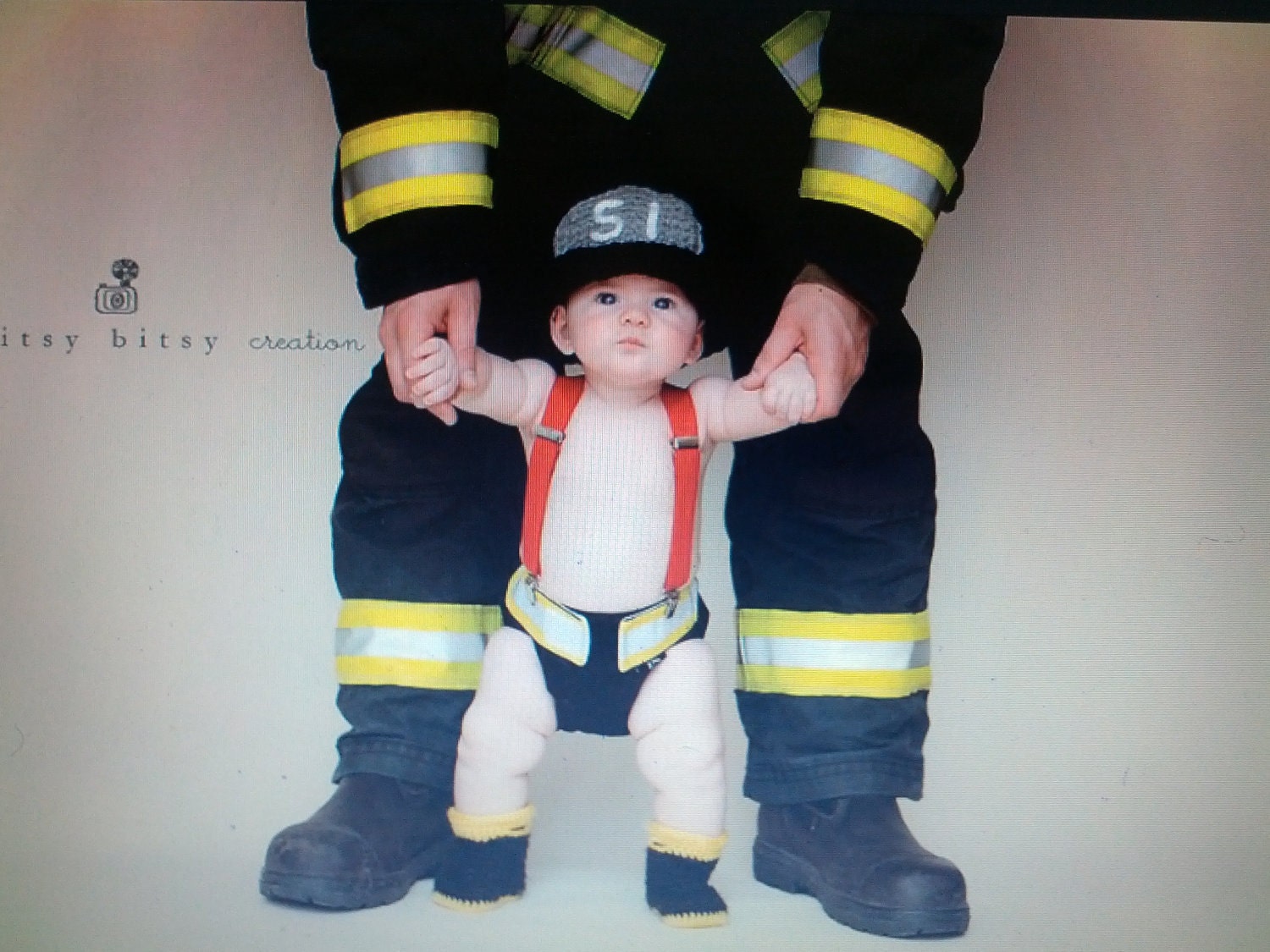 Crochet Baby Fireman Helmet, Boots and Diaper Cover Set - Fireman Hat, Fireman Booties, Fireman Diaper Cover - Made to Order