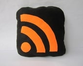 Decorative Pillows - Handmade Pillow - RSS icon pillow - 12x12 Black Geekery Pillow