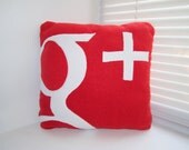 12x12 Google Plus icon Pillow - Handmade Red Geekery Pillow - Cojín google - Kissen google - Coussin google  - Cuscino google