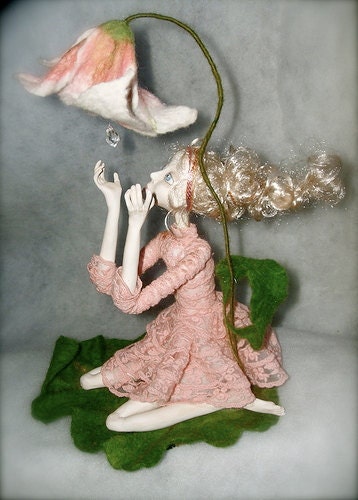 OOAK art doll "Thumbelina" Paper clay Handmade doll