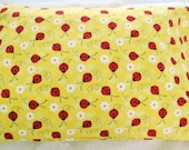 Pillowcase - Toddler Child Travel Size - Ladybug Lady Bug - Yellow Red White Flowers Lovebug - Pillow Case Cover - Ready To Ship