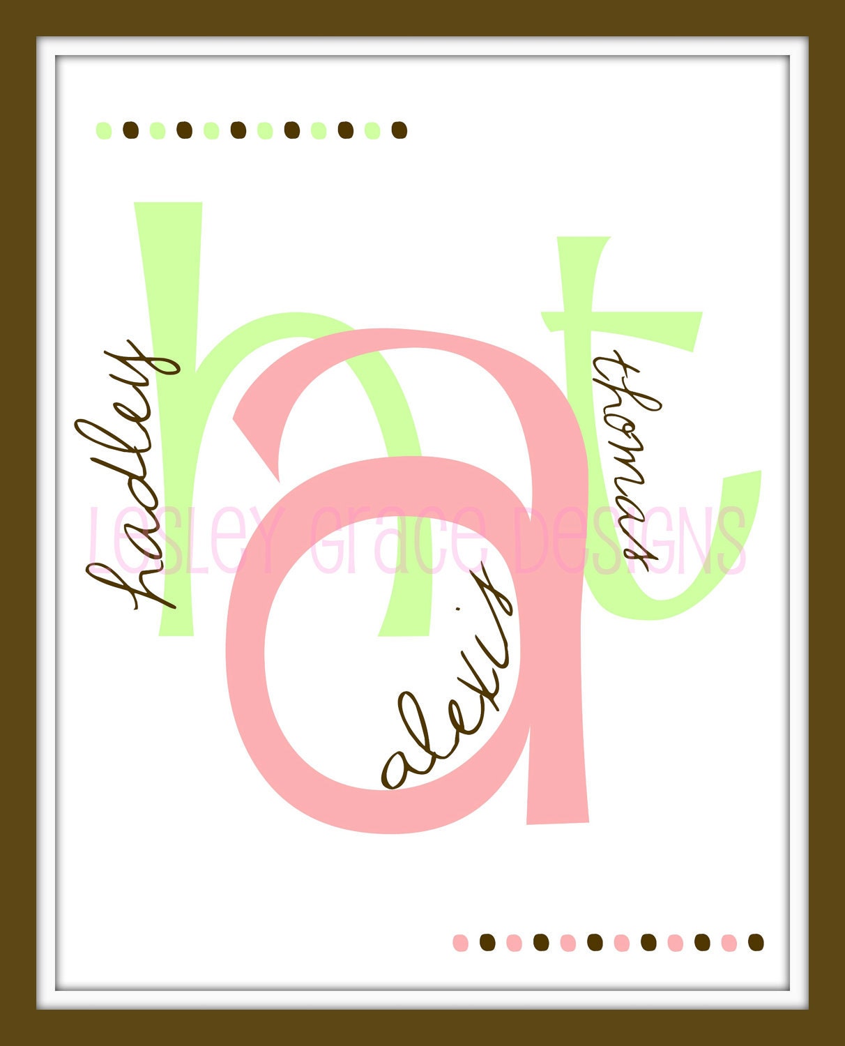 Children's Custom Monogram, Typography Art,11x14, digital print