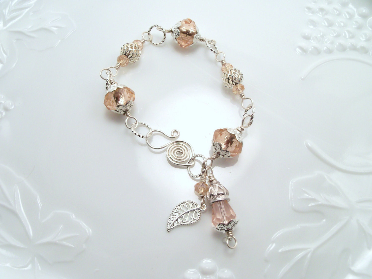 Handmade Pink Crystal Bracelet