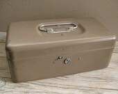 S A L E - vintage metal tool box - Lit-ning - tan
