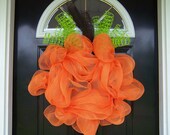 Handmade Boutique Deco Mesh Front Door Pumpkin Wreath Fall