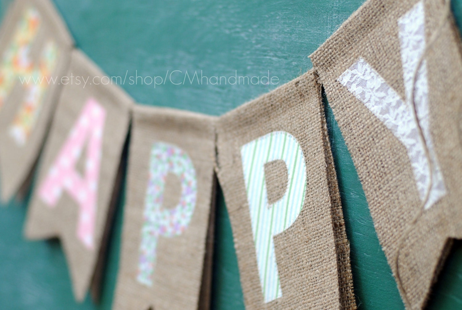 HAPPY burlap banner