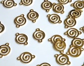10 Swirl links round shiny gold plated brass 14x10mm 6659FD