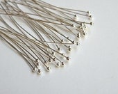 100 Ball head pins shiny silver 2" or 5cm 24 gauge DB03437