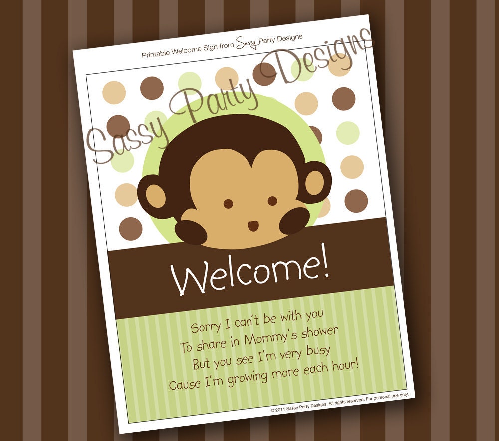 Monkey Baby Shower Decorations Welcome Sign Il_570xn