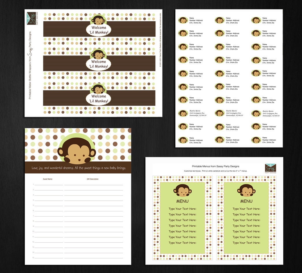Mod Pod Pop Monkey Shower Favors Il_570xn