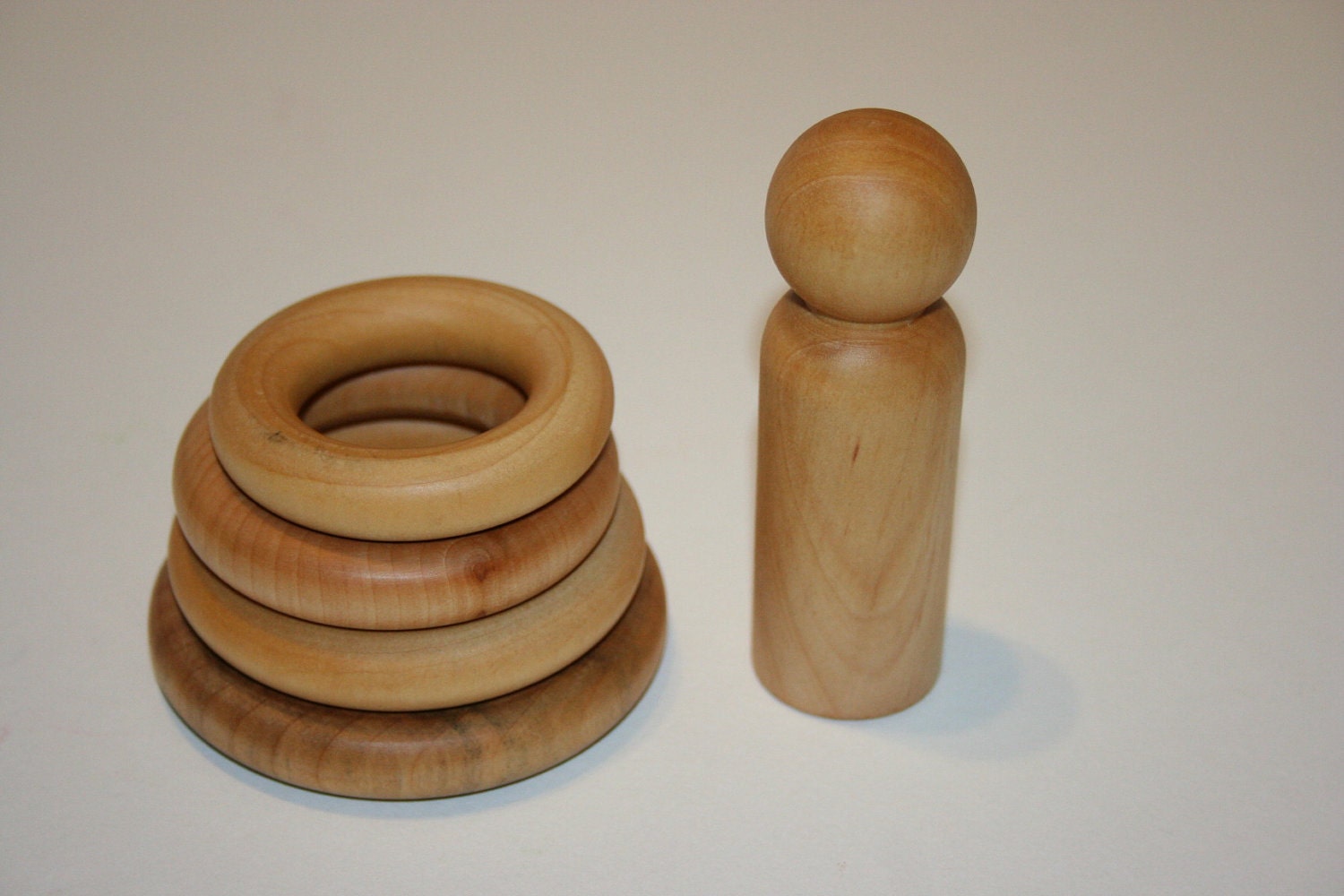 Beautiful Boy Wooden Stacking Toy or Teether Toy for babies and toddlers Montessori Inspired