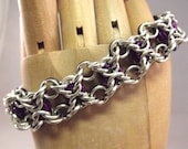 Reversible Olivia Chainmaille Bracelet (silver, black and purple)