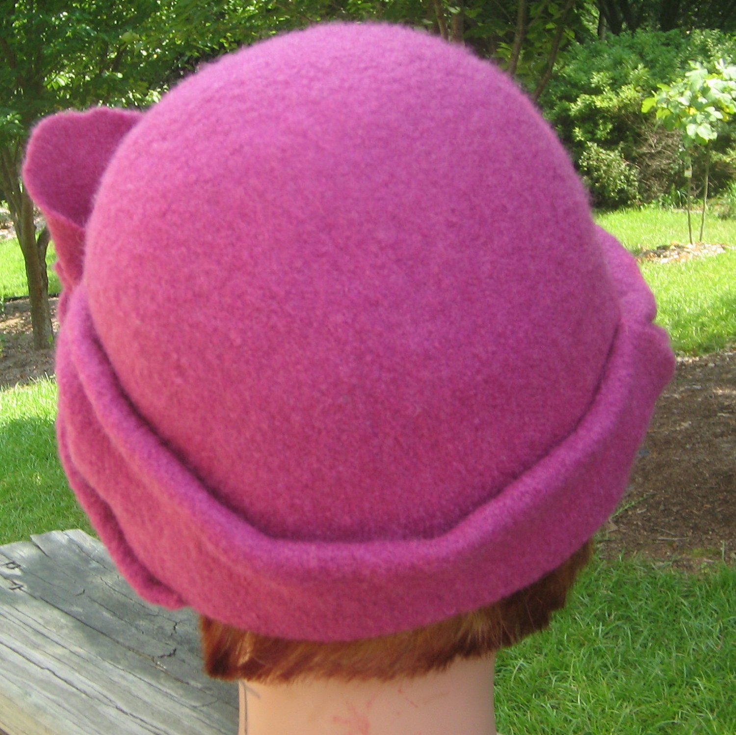 Flapper hat, purple wool felt 20s retro upcycle recycle repurpose OOAK eco