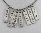 ONE (1) CUSTOM Name, Race, Year, City or Word Nickel Silver Hammered Pendant - Choose Name, Race, Year, City or Word - Add a CUSTOM Pendant