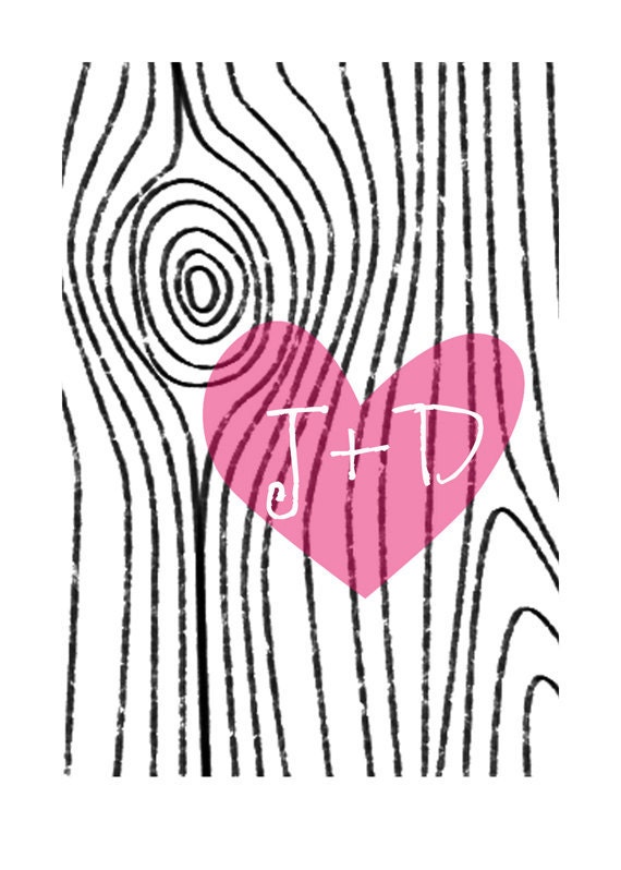 Love Initials Art Print - Faux Bois - Pink - 5x7