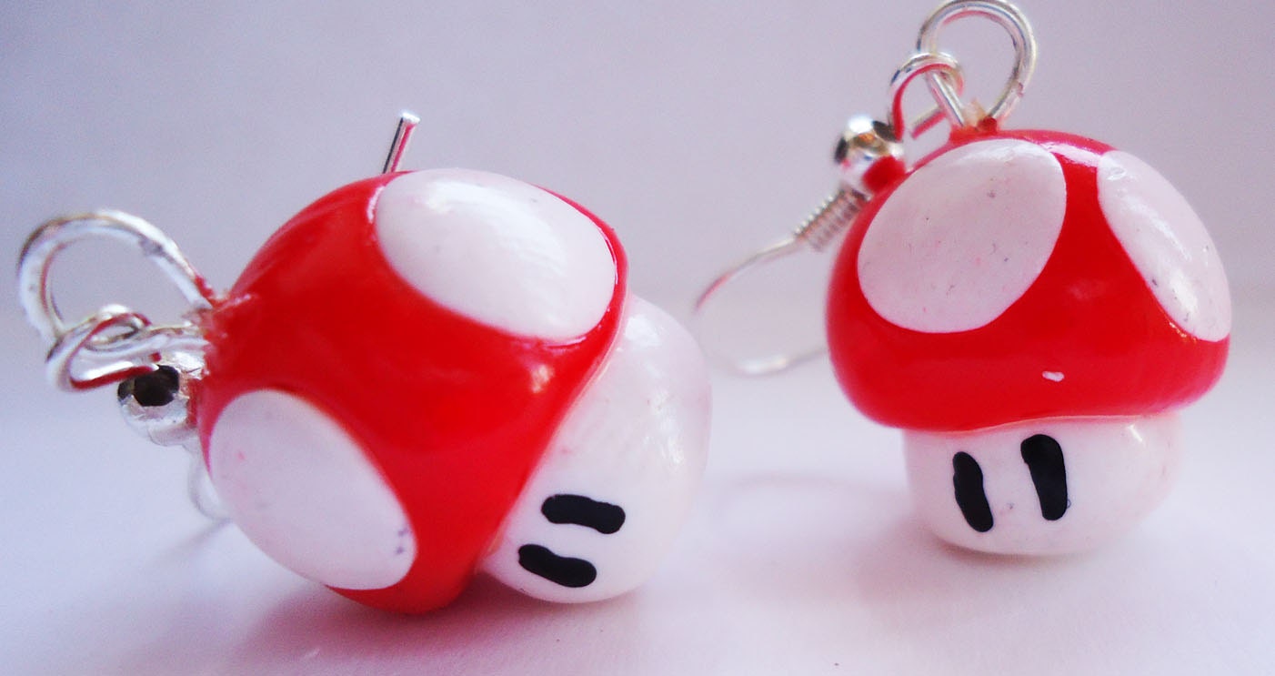Earrings - Mario Mushrooms