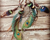 Foxy braided leather and peacock feather headband belt lariat