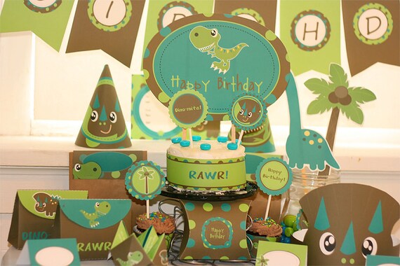 Instant Download Dinosaur Birthday Printable Party Kit with Editable Text