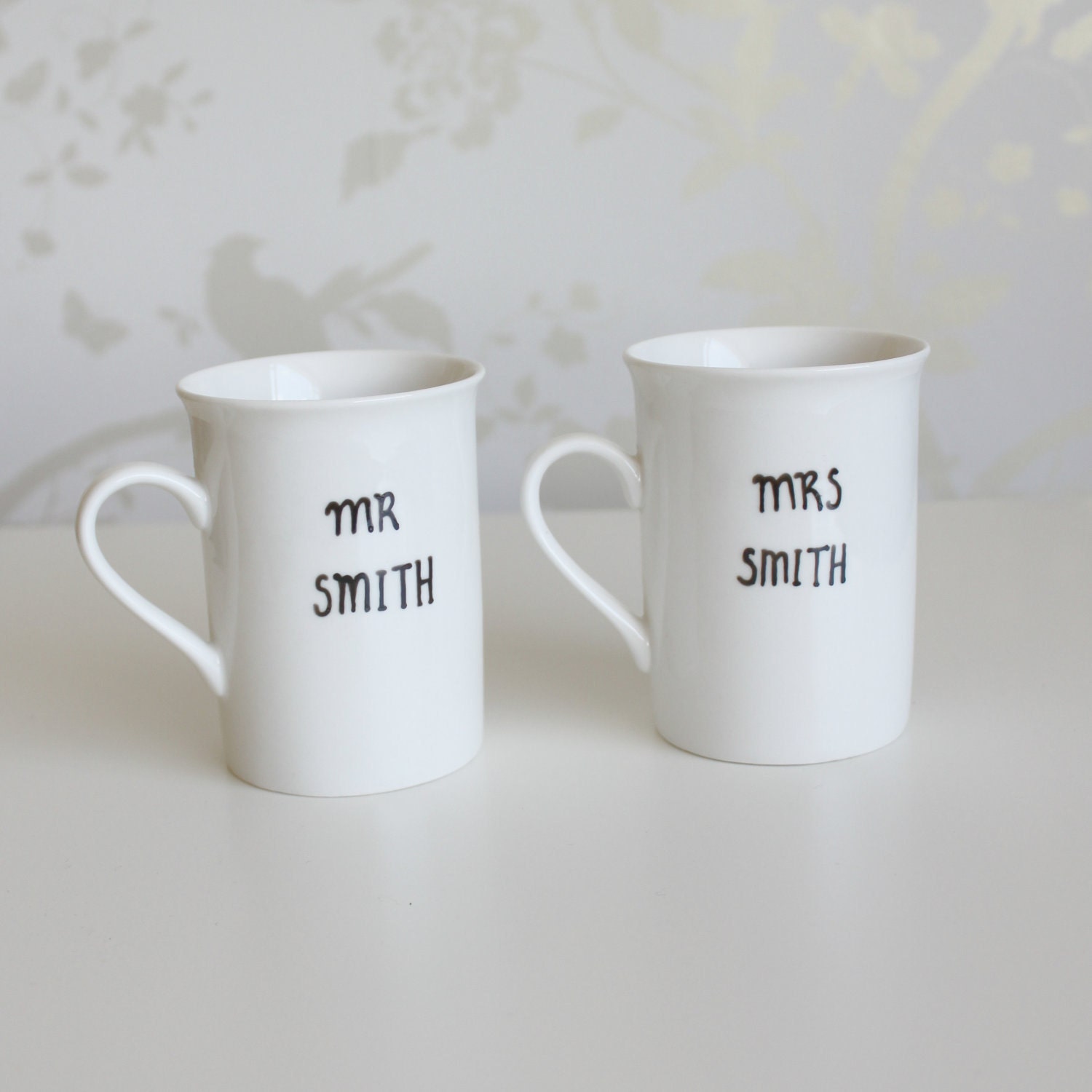 Personalised (with/without moustache) mugs - set of 2- perfect wedding gift