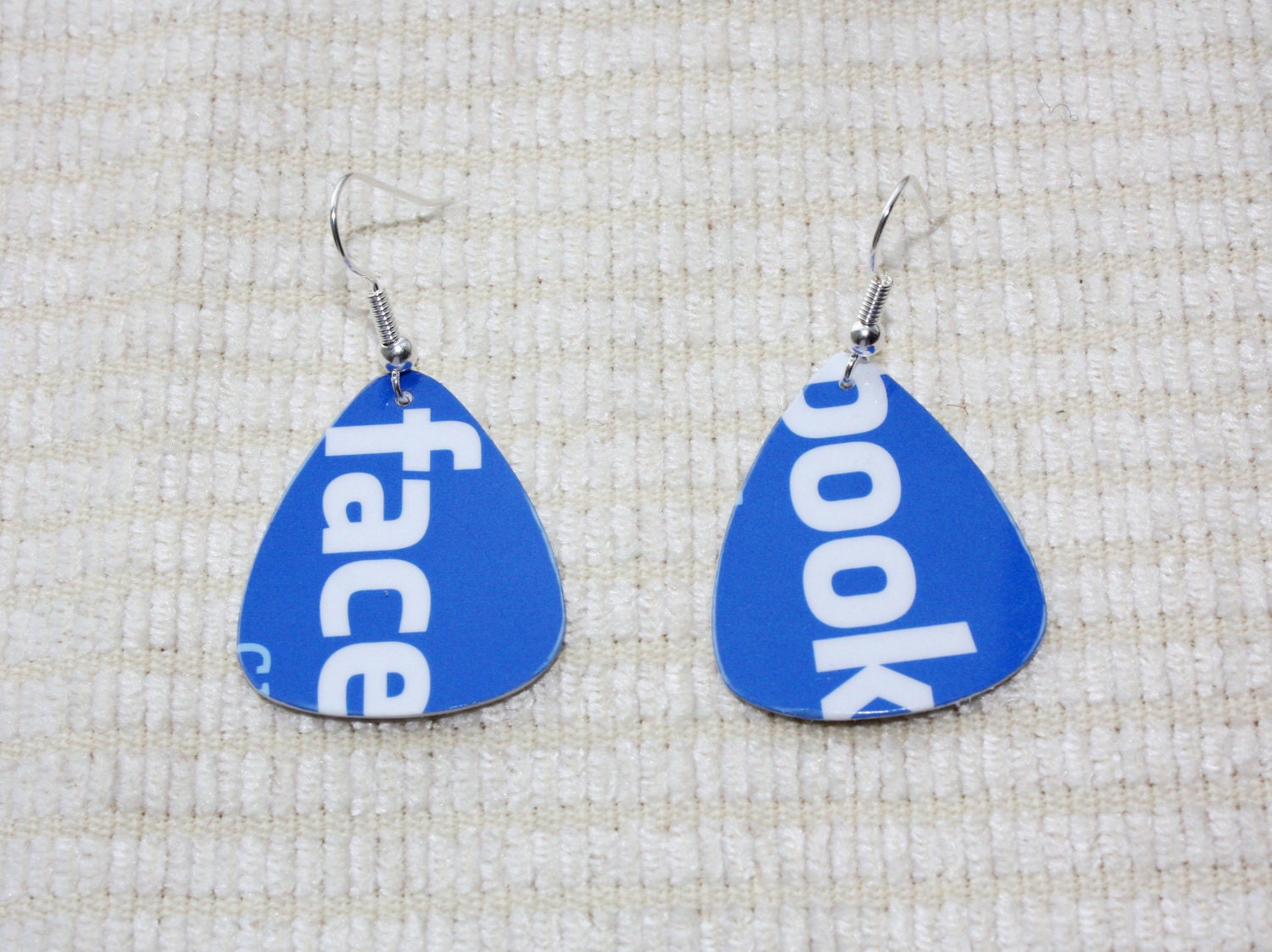 FACEBOOK Upcycled Gift Card Guitar Pick Earrings Handmade