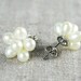 Pearl Flower Stud Earrings-- 925 sterling silver floral 5-6mm fresh water pearl stud earrings (E0085)