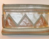 Vintage Chevron Leather Clutch / Tribal Boho Purse