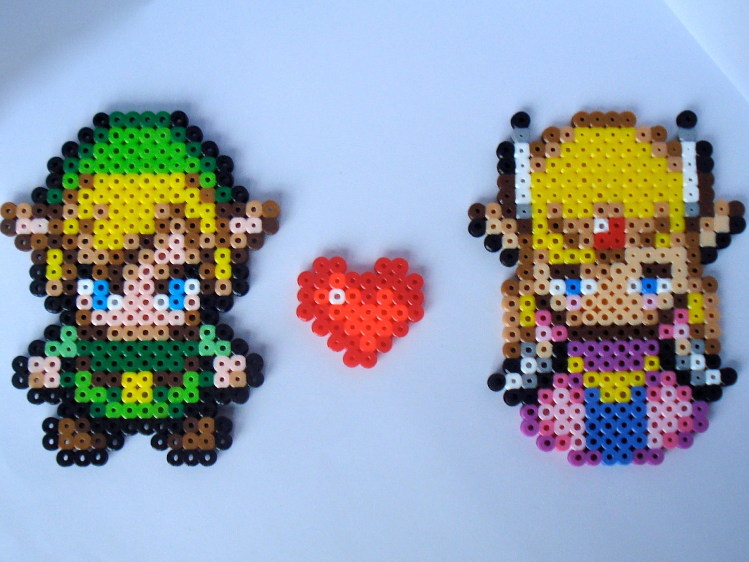 Link and Zelda Love -  Legend of Zelda Perler Bead Sprite Magnets