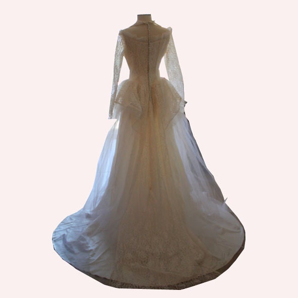 50s Wedding Dress 1950sBridal Lace Wedding Dress with train