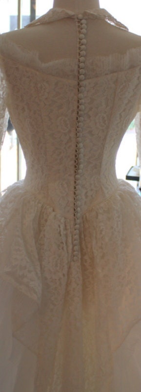50s Wedding Dress 1950sBridal Lace Wedding Dress with train