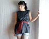 Charcoal tank tunic loose fitting top wool top womens tunic