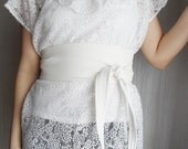 Milky white faux leather obi belt - Sizes S-M and L-XL