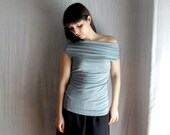 Sage green off shoulder tank top  fitted top in jersey