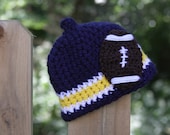 Michigan West Virginia Football Nub Tip Beanie  (Crocheted to Order in sizes newborn - toddler) - Blue, Gold and White