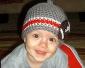 Ohio State Football Nub Tip Beanie  (Crocheted to Order in sizes newborn - toddler) - Scarlet and Gray
