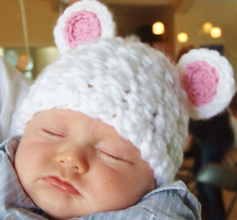 Polar Bear Crochet Beanie - (made to order sizes newborn - child)
