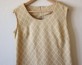Vintage 1970's Honey and Cream Ginger Cookie Diamond Sleeveless Blouse