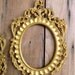 Vintage Picture Frames Gold Ornate Pair Gilded Oval Convex Glass Plastic Italy Italian Picture