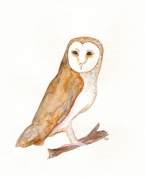 Owl / nature / earthtone / brown / beige / Watercolor Print