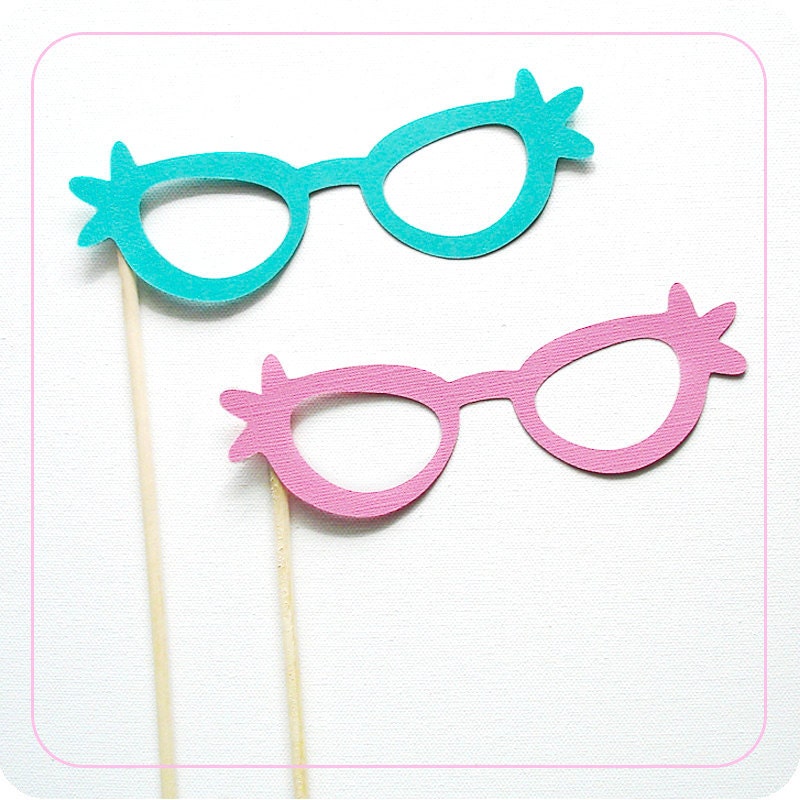 Photo Booth Props - Retro Glasses on a Stick Photo Booth Props - Set of 12 Glasses on a Stick Il_170x135