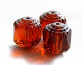 Amber Topaz cathedral czech glass beads, brown, large - 10mm - 10Pc - 098