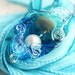 Aqua blue Glass Shell Pendant - sea color handmade lampwork glass OOAK beachy bead on sterling silver with natural pearl