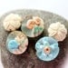 Lampwork beads - beach Blue and beige handmade set, ocean, sea with shells, sand dollar and starfish - etched lentils by MayaHoney, SRA