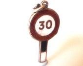 Sterling and  Enamel Road Sign Charm