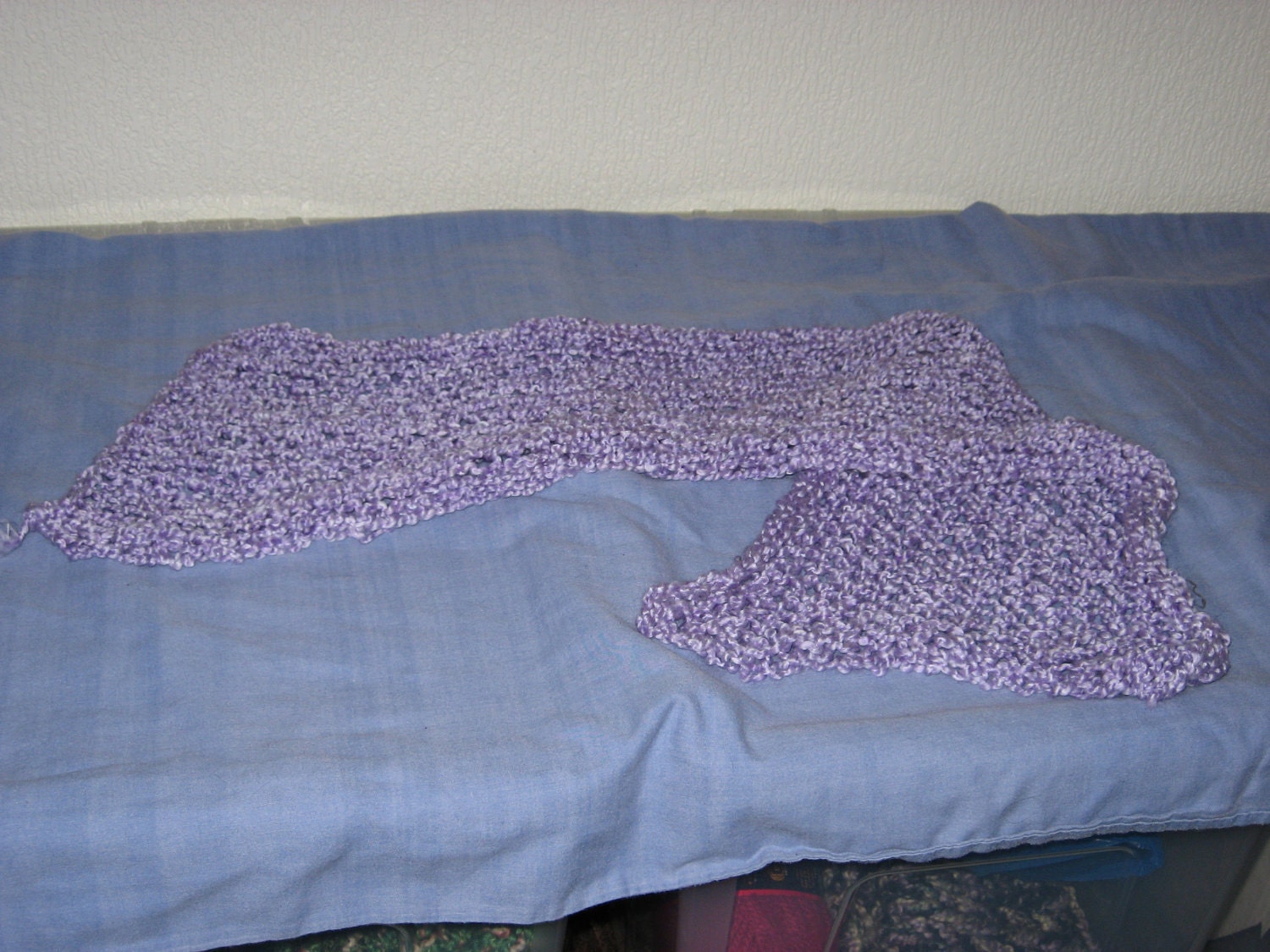 Lavender Scarf (Short Length) - Lupus Awareness - Hand Knitted by Stephanie Briggs