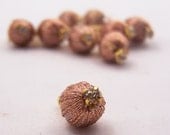 Rose Gold Thread Bead Handmade Buttons- 6 buttons ( approx 1/4 inch)